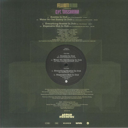 Yossarian – Fela Kuti In Dub (12", Agogo Records, 2026) Back Cover