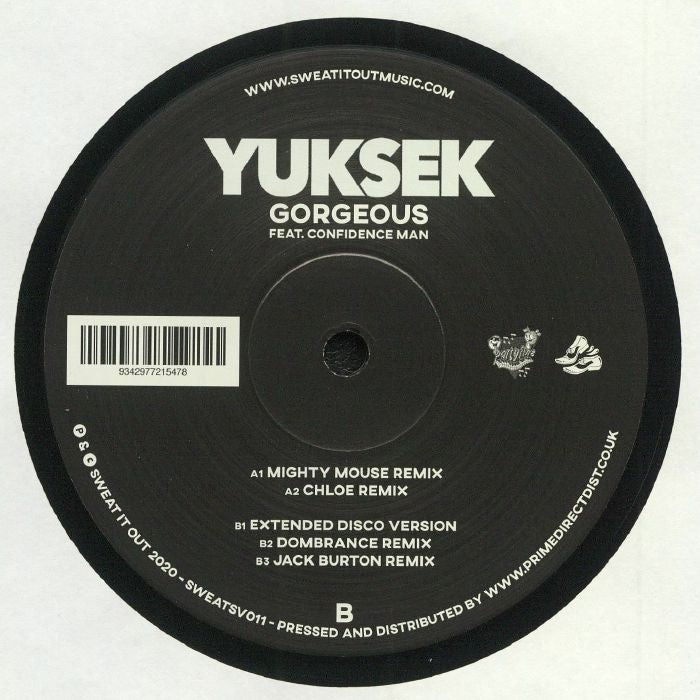 Yuksek Feat. Confidence Man – Gorgeous (12", Sweat It Out!, 2025) back cover