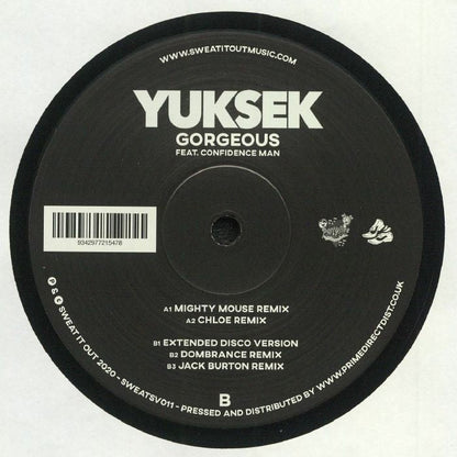 Yuksek Feat. Confidence Man – Gorgeous (12", Sweat It Out!, 2025) back cover