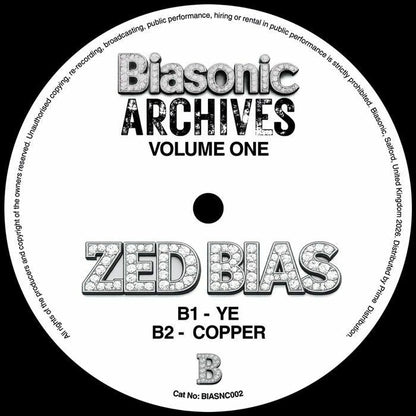 Zed Bias – Archives Vol 1 (12", Biasonic, 2026) Back Cover