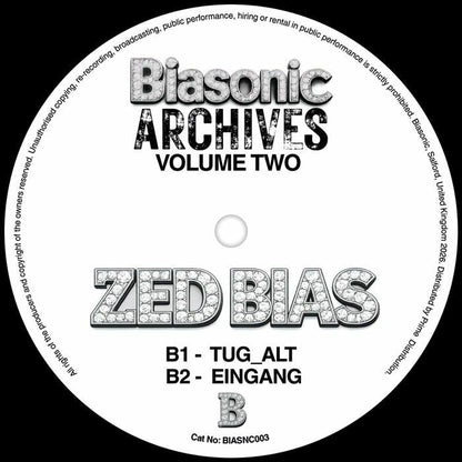 Zed Bias – Archives Vol 2 (12", Biasonic, 2026) Back Cover