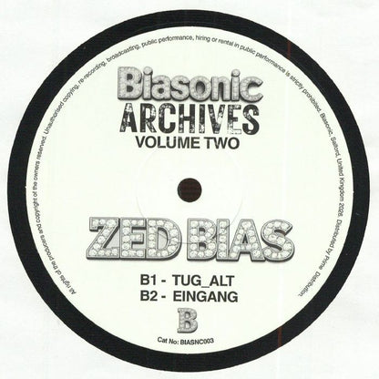 Zed Bias – Archives Volume Two (12", Biasonic, 2026) Back Cover