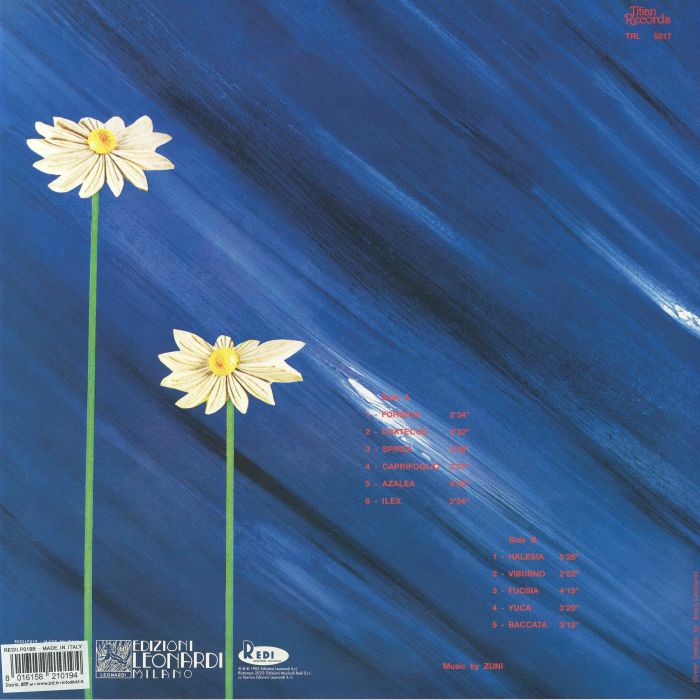 Zuni – Flowers (LP, Clear Blue, Edizioni Redi, 2025) Back Cover