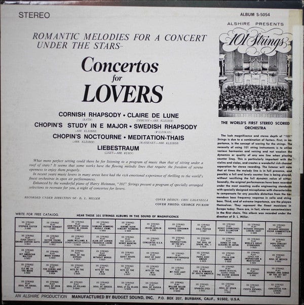 101 Strings - Concertos For Lovers (LP, Album) Alshire