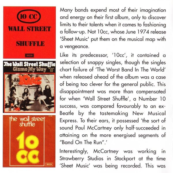 10cc - Sheet Music (CD) 7T's Records CD 5013929042629