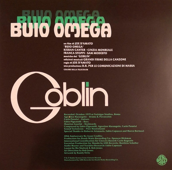 Goblin : Buio Omega (Original Motion Picture Soundtrack) (LP, Album, Gre)