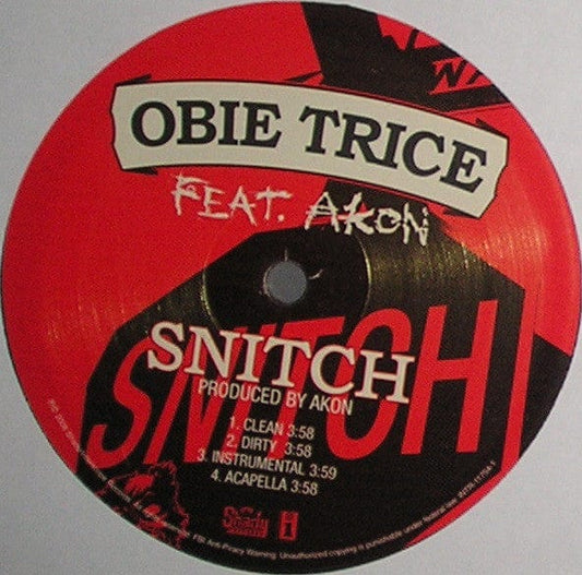 Obie Trice Feat. Akon - Snitch (12") Shady Records,Interscope Records Vinyl