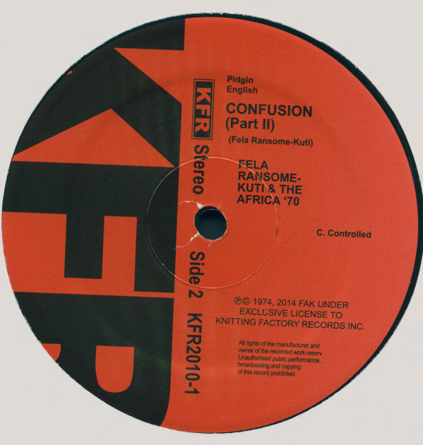 Fela Kuti & Africa 70 : Confusion (LP, Album, RE)