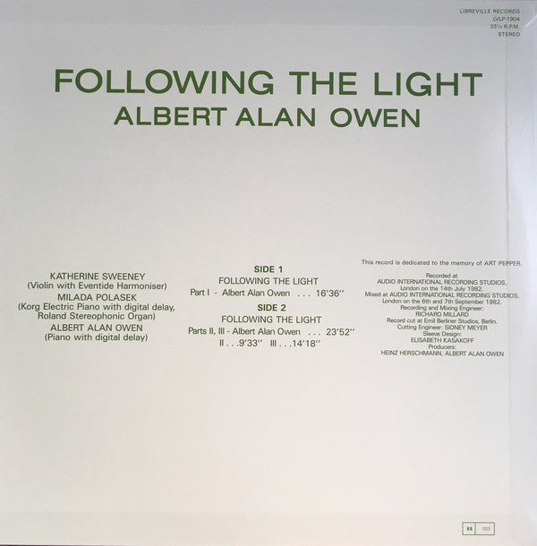 Albert Alan Owen : Following The Light (LP, Ltd, RE)