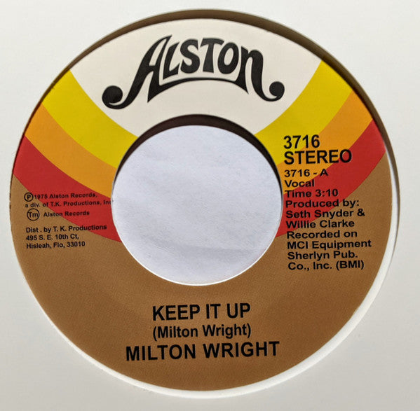 Milton Wright : Keep It Up (7", Single, RE, RM, RP, Whi)