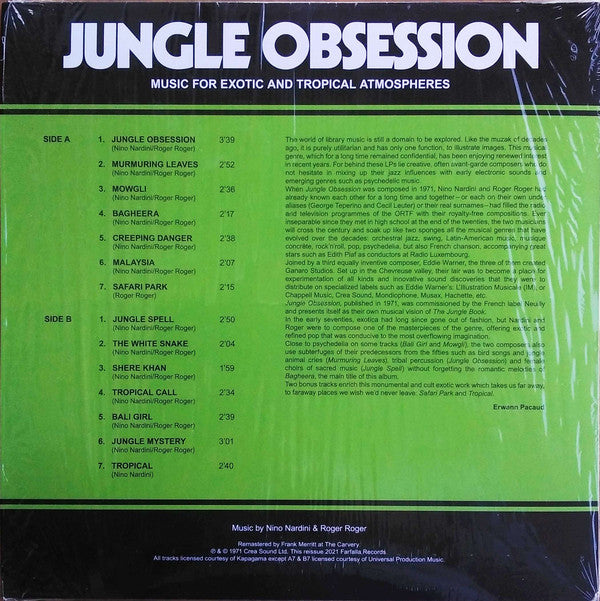 Nino Nardini & Roger Roger : Jungle Obsession (LP, RE, RM, 180)