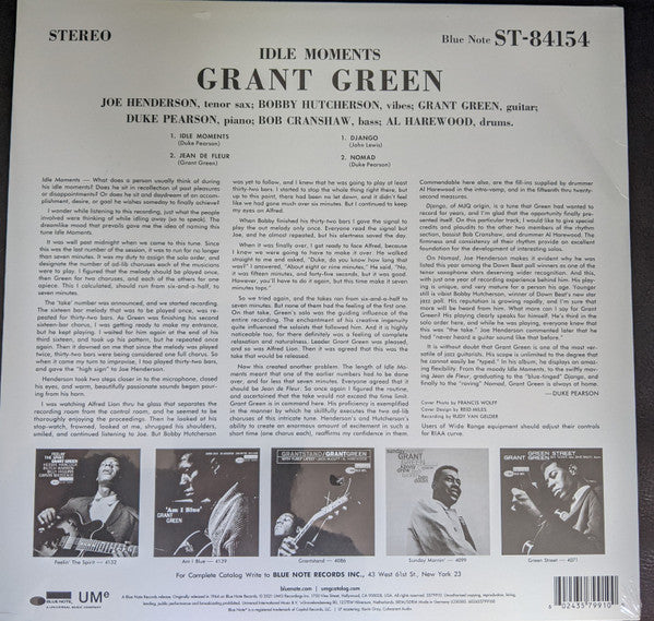 Grant Green : Idle Moments (LP, Album, RE, 180)