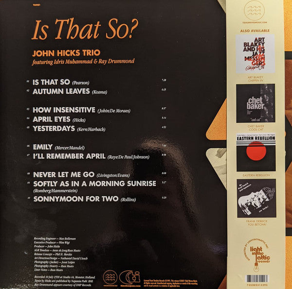 John Hicks Trio : Is That So? (2xLP, Album, RSD, Ltd, RE, 180)