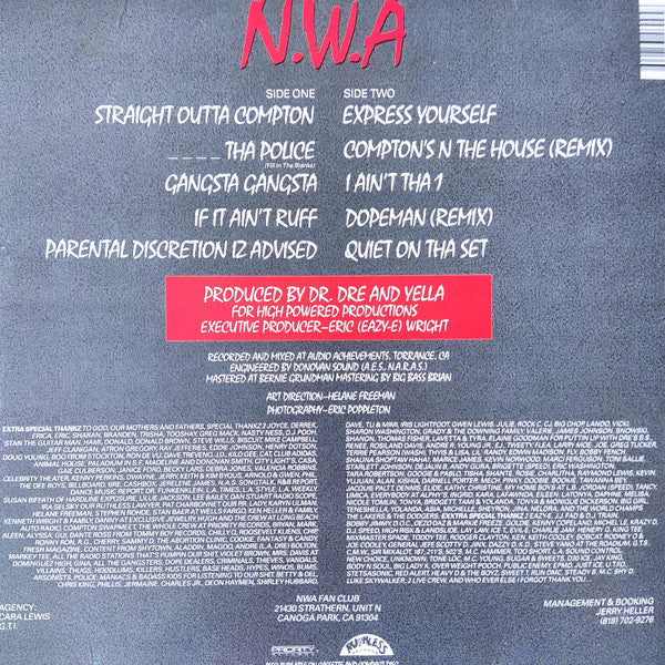 N.W.A* : Straight Outta Compton (LP, Album, RE, RP)