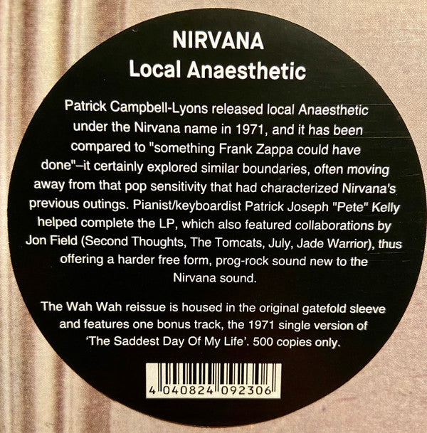 Nirvana (2) : Local Anaesthetic (LP, Album, Ltd, RE)