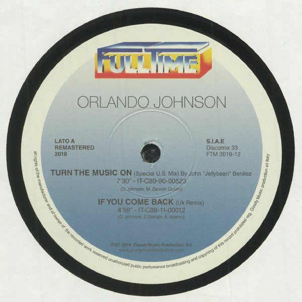 Orlando Johnson : Turn The Music On (12", EP, Ltd, Num, RE, RM, RP)