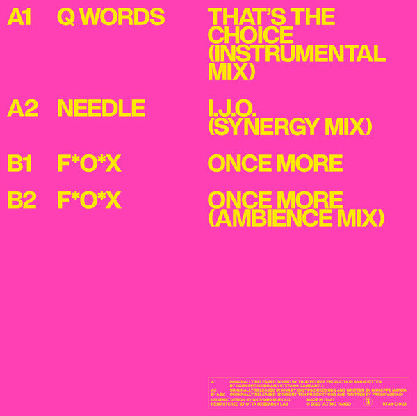 Q Words, Needle (2), F*O*X : NON VOLEVO MA VOLAVO 2 (12", Comp, RE)