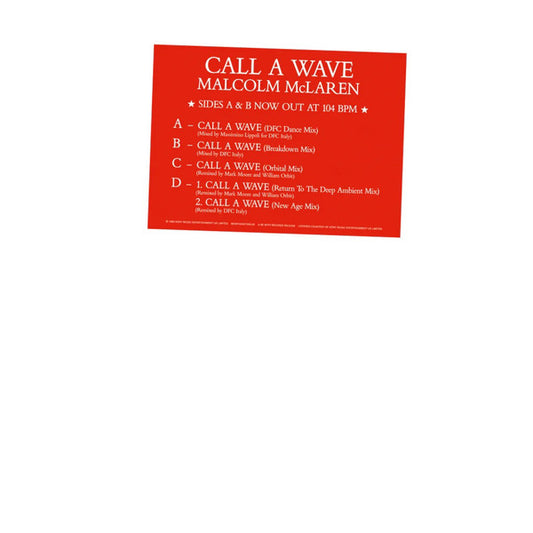 Malcolm McLaren And The Bootzilla Orchestra : Call A Wave (2x12", RE)