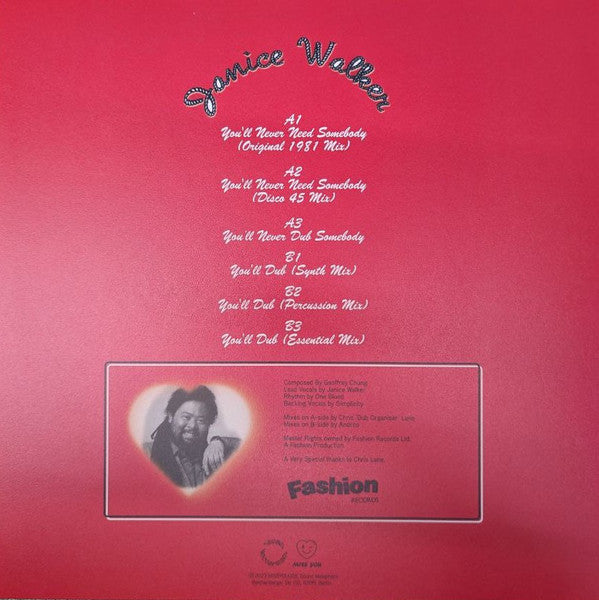 Janice Walker : You'll Never Need Somebody (12", RE, RM)