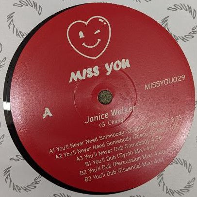 Janice Walker : You'll Never Need Somebody (12", RE, RM)