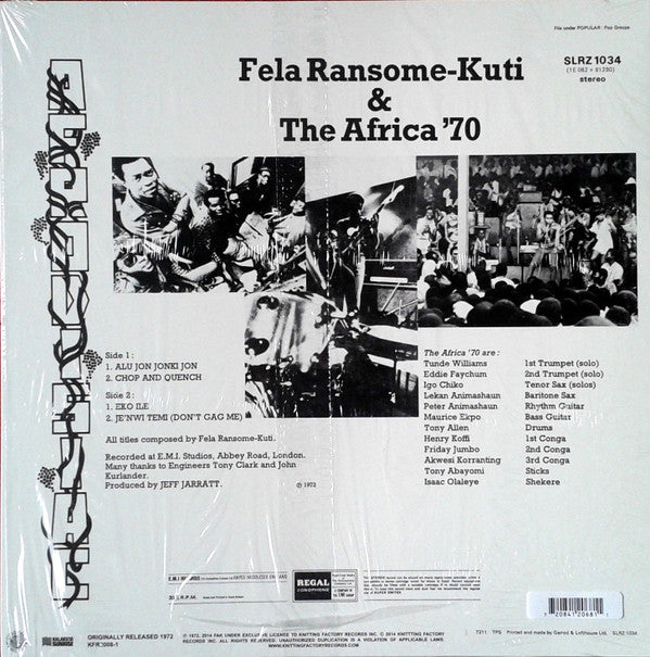 Fela Kuti & The Africa 70 : Afrodisiac (LP, Album, RE)