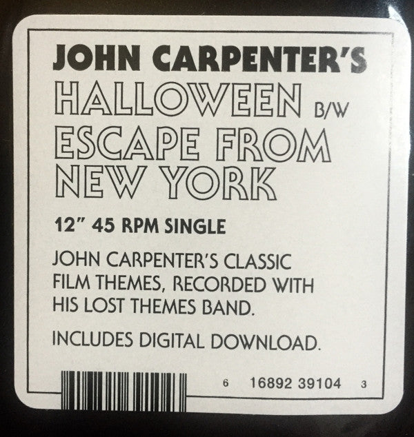John Carpenter, Cody Carpenter And Daniel Davies : Halloween b/w Escape From New York (12", Single)