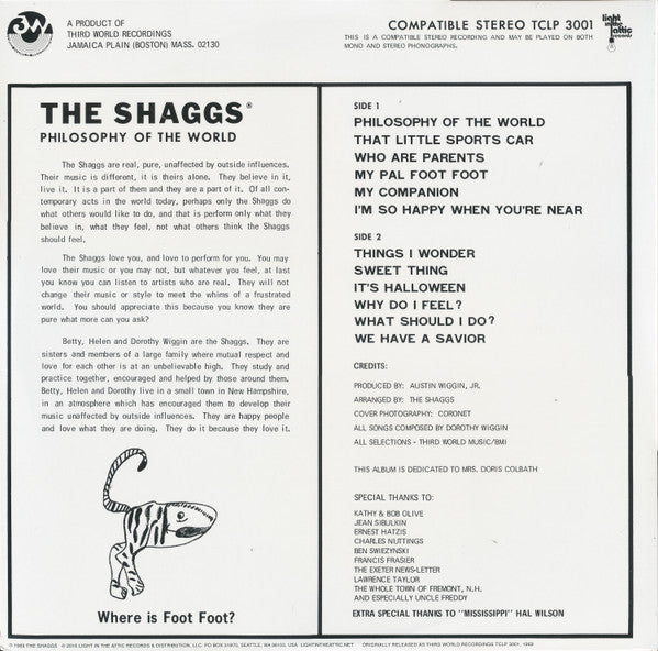 The Shaggs : Philosophy Of The World (LP, Album, RE, RM, Gat)