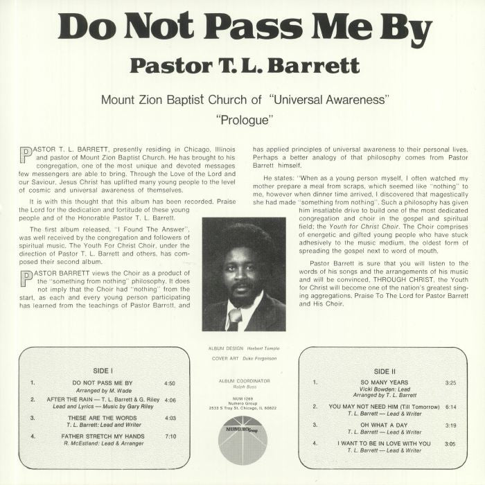 Pastor T. L. Barrett - Do Not Pass Me By (LP)