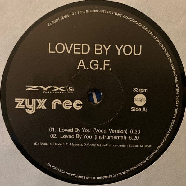 A.G.F. - Loved By You (12") ZYX Music Vinyl 194111012110