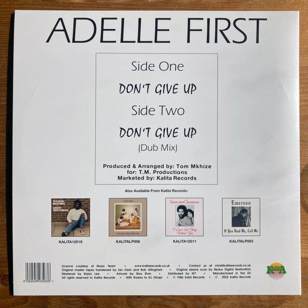 Adelle First - Don't Give Up (12") Kalita Records Vinyl 4062548035636