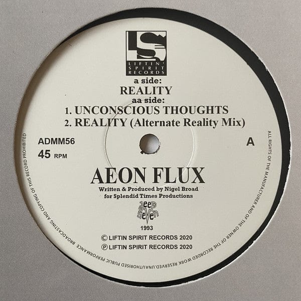 Aeon Flux - Reality / Unconscious Thoughts (12", RE, 180) Liftin' Spirit Records