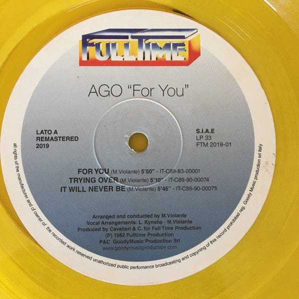 Ago (2) - For You (LP, Album, Ltd, Num, RE, RM, Han) on Full Time Records at Further Records