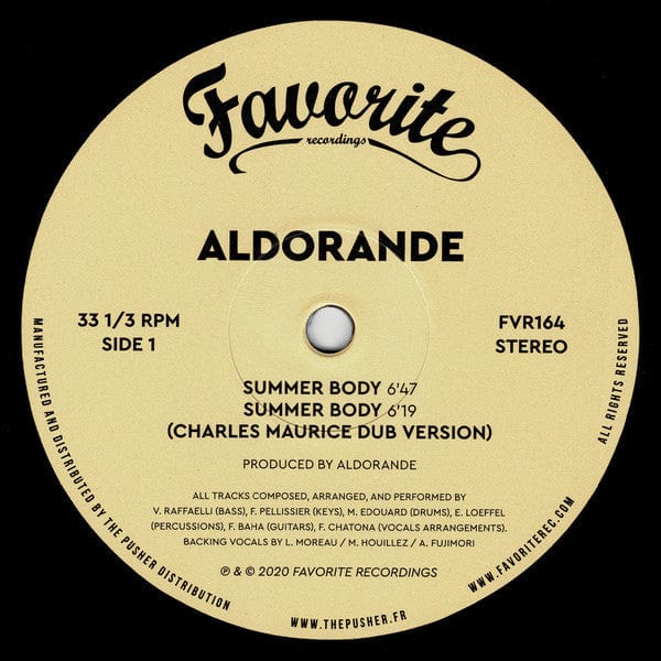 Aldorande – Summer Body / Breakfast In Space (12", Favorite Recordings, 2020) Front Cover