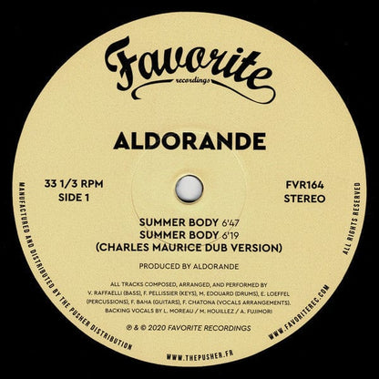 Aldorande – Summer Body / Breakfast In Space (12", Favorite Recordings, 2020) Front Cover