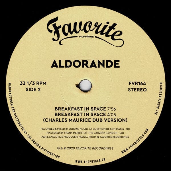 Aldorande – Summer Body / Breakfast In Space (12", Favorite Recordings, 2020) Back Cover