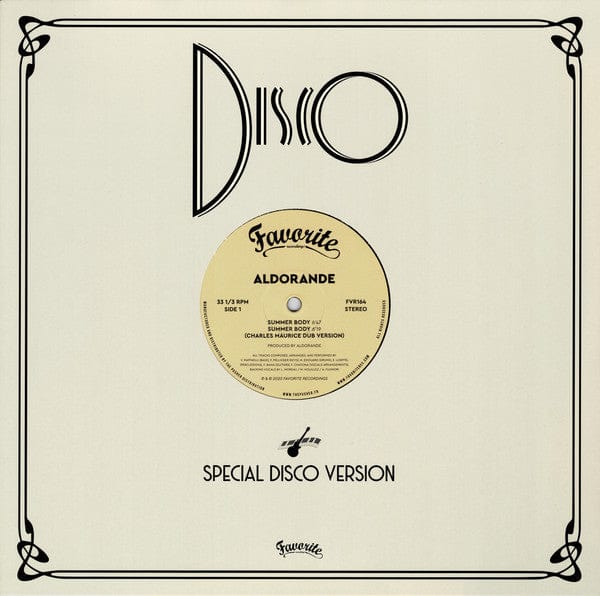 Aldorande – Summer Body / Breakfast In Space (12", Favorite Recordings, 2020) Image 3