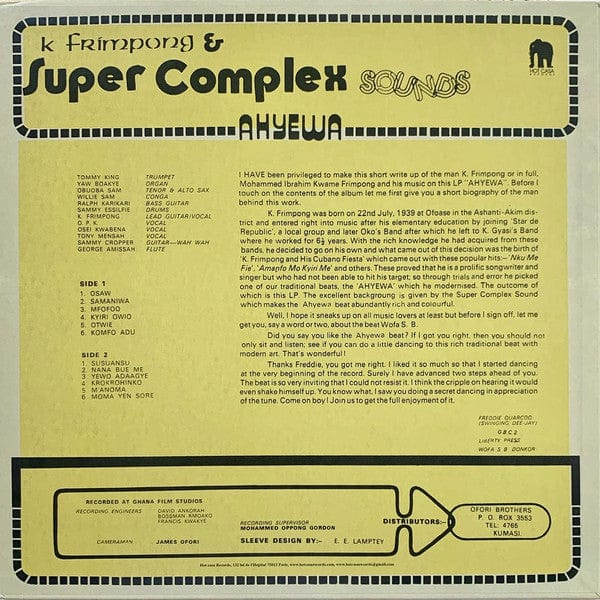 Alhaji K. Frimpong & The Super Complex Sounds - Ahyewa Special (LP) Hot Casa Records Vinyl 3760179355338