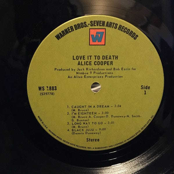 Alice Cooper – Love It To Death (LP, Gatefold, Warner Bros. - Seven Arts Records, 1971) Back Cover