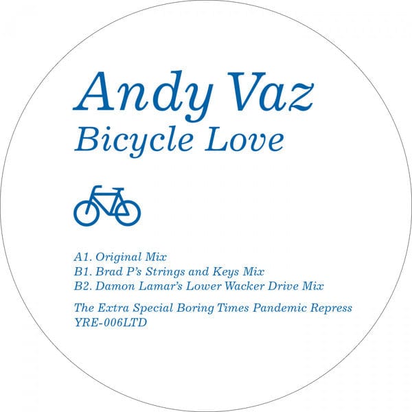 Andy Vaz – Bicycle Love (12", Blue Transparent Vinyl, Yore Records, 2021) Back Cover
