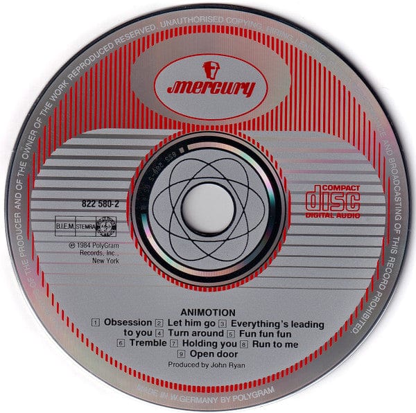 Animotion - Animotion (CD) Mercury CD 042282258021
