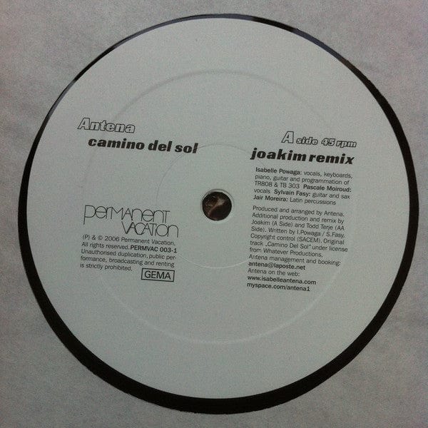 Antena - Camino Del Sol (Joakim & Todd Terje Remix) (12") Permanent Vacation
