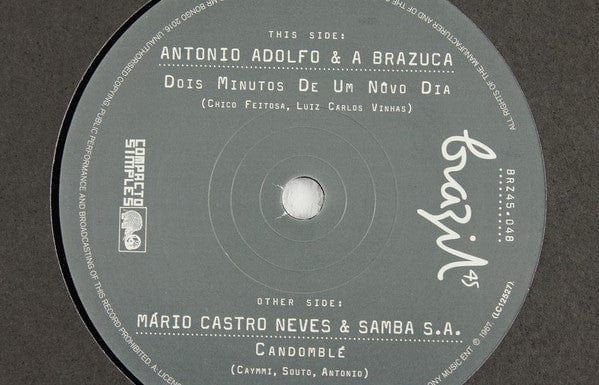 Antonio Adolfo E A Brazuca / MÃ¡rio Castro Neves & Samba S.A. - Dois Minutos De Uma Nova Dia / CandomblÃ© (7", Single) Mr Bongo