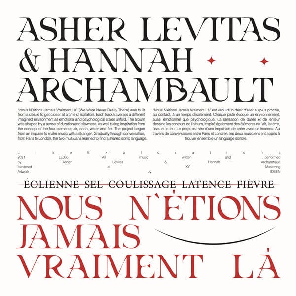 Asher Levitas & Hannah Archambault - Nous N'étions Jamais Vraiment Là (12") Line Explorations Vinyl