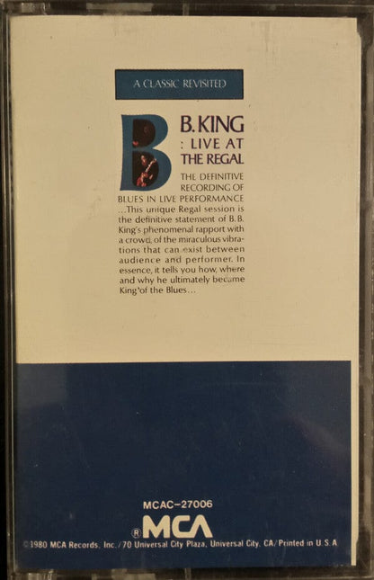 B.B. King – A Classic Revisited - Live At The Regal (Cassette, MCA Records, 1980) Front Cover