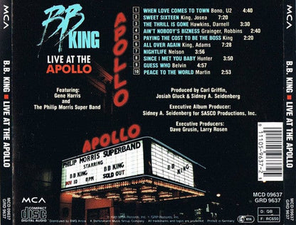 B.B. King - Live At The Apollo (CD) MCA Records CD 011105963725