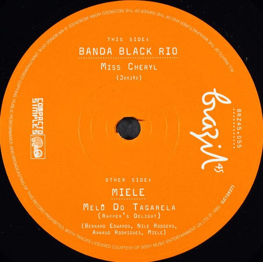 Banda Black Rio / Miele (3) - Miss Cheryl / MelÃ´ Do Tagarela = Rapper's Delight (Instrumental) (7", Single) on Mr Bongo at Further Records