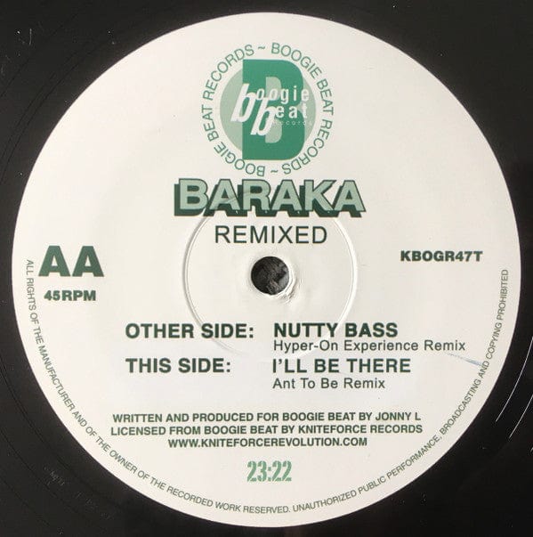 Baraka - Nutty Bass (Hyper On Experience Remix) / I'll Be There (Ant To Be Remix) (12") Kniteforce Records,Boogie Beat Records Vinyl