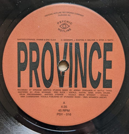 Bartees Strange, Eric Slick, Ohmme (2) / Anjimile - Province / Ever New (7") Psychic Hotline Vinyl