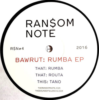 Bawrut – Rumba EP (12", 180g, Ransom Note, 2017) Back Cover