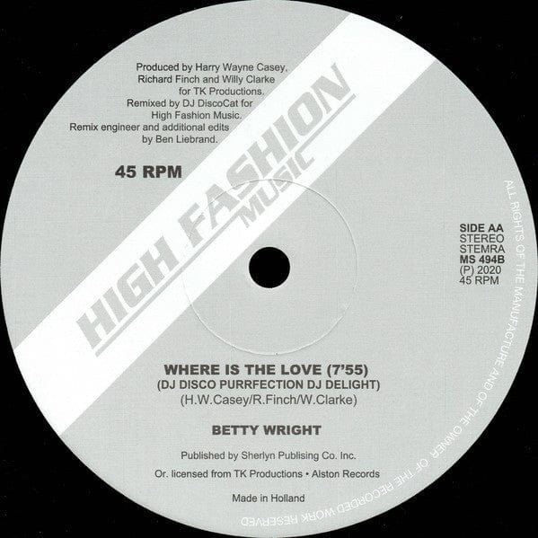 Betty Wright - Tonight Is The Night "Live" (12") High Fashion Music